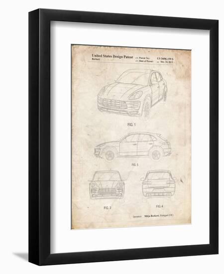 PP995-Vintage Parchment Porsche Cayenne Patent Poster-Cole Borders-Framed Giclee Print