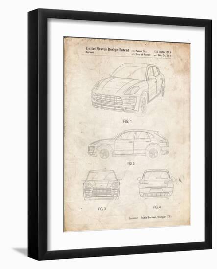 PP995-Vintage Parchment Porsche Cayenne Patent Poster-Cole Borders-Framed Giclee Print