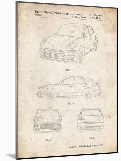 PP995-Vintage Parchment Porsche Cayenne Patent Poster-Cole Borders-Mounted Giclee Print