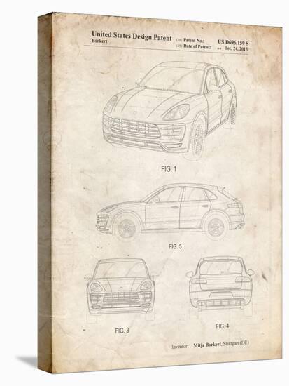 PP995-Vintage Parchment Porsche Cayenne Patent Poster-Cole Borders-Stretched Canvas