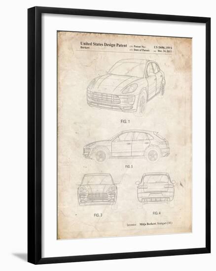 PP995-Vintage Parchment Porsche Cayenne Patent Poster-Cole Borders-Framed Giclee Print