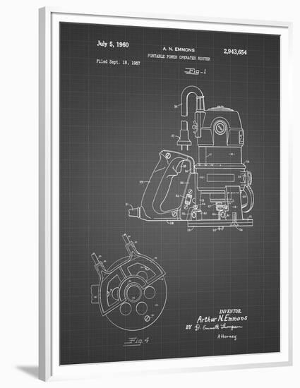 PP997-Black Grid Porter Cable Hand Router Patent Poster-Cole Borders-Framed Premium Giclee Print