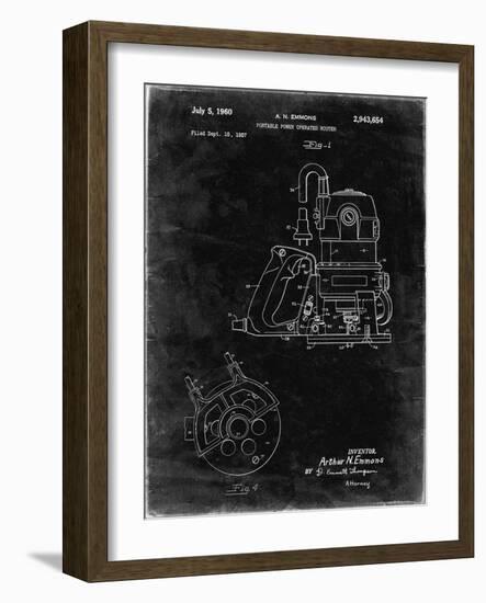 PP997-Black Grunge Porter Cable Hand Router Patent Poster-Cole Borders-Framed Giclee Print