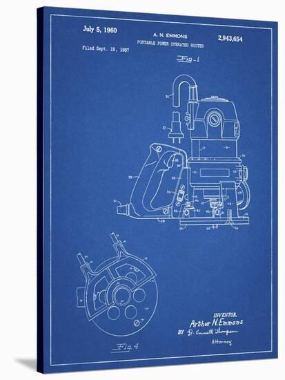 PP997-Blueprint Porter Cable Hand Router Patent Poster-Cole Borders-Stretched Canvas