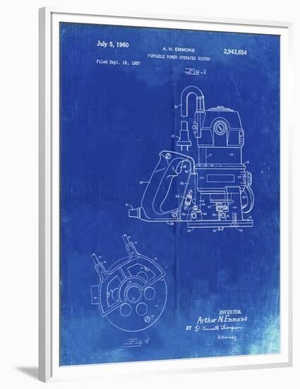PP997-Faded Blueprint Porter Cable Hand Router Patent Poster-Cole Borders-Framed Premium Giclee Print