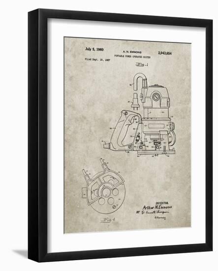 PP997-Sandstone Porter Cable Hand Router Patent Poster-Cole Borders-Framed Giclee Print