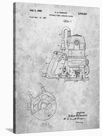 PP997-Slate Porter Cable Hand Router Patent Poster-Cole Borders-Stretched Canvas