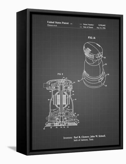 PP998-Black Grid Porter Cable Palm Grip Sander Patent Poster-Cole Borders-Framed Stretched Canvas