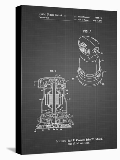 PP998-Black Grid Porter Cable Palm Grip Sander Patent Poster-Cole Borders-Stretched Canvas