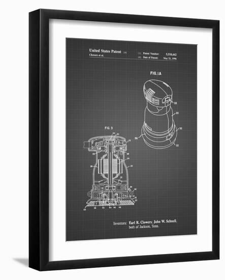 PP998-Black Grid Porter Cable Palm Grip Sander Patent Poster-Cole Borders-Framed Giclee Print