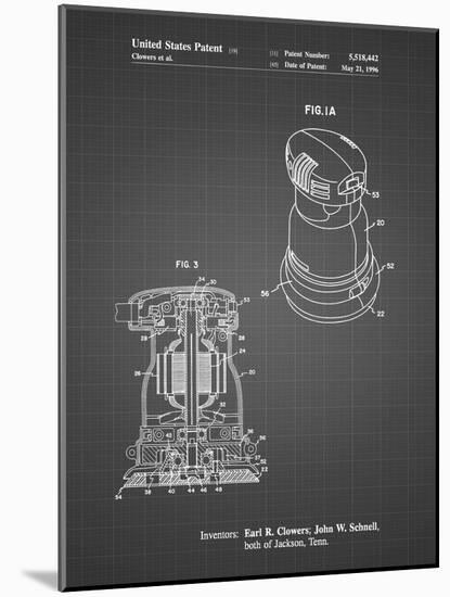 PP998-Black Grid Porter Cable Palm Grip Sander Patent Poster-Cole Borders-Mounted Giclee Print