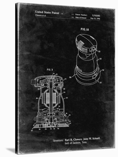 PP998-Black Grunge Porter Cable Palm Grip Sander Patent Poster-Cole Borders-Stretched Canvas