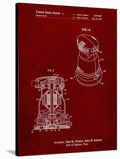 PP998-Burgundy Porter Cable Palm Grip Sander Patent Poster-Cole Borders-Stretched Canvas