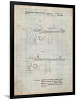 PP999-Antique Grid Parchment Porter Cable Table Saw Patent Poster-Cole Borders-Framed Premium Giclee Print