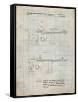 PP999-Antique Grid Parchment Porter Cable Table Saw Patent Poster-Cole Borders-Framed Stretched Canvas