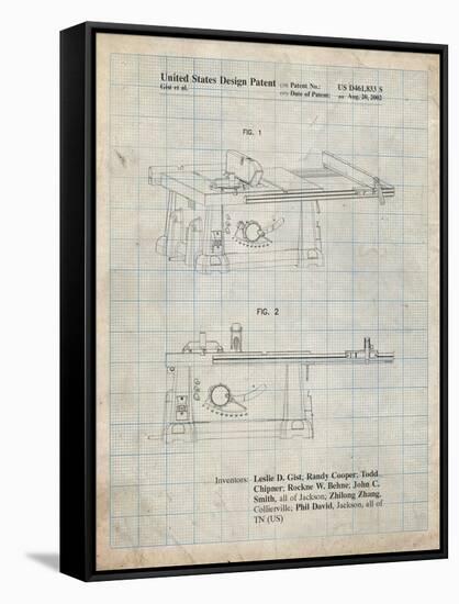 PP999-Antique Grid Parchment Porter Cable Table Saw Patent Poster-Cole Borders-Framed Stretched Canvas