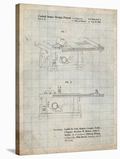 PP999-Antique Grid Parchment Porter Cable Table Saw Patent Poster-Cole Borders-Stretched Canvas