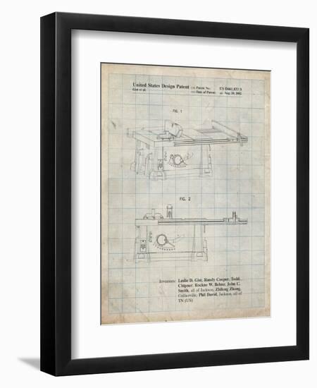 PP999-Antique Grid Parchment Porter Cable Table Saw Patent Poster-Cole Borders-Framed Giclee Print