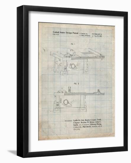 PP999-Antique Grid Parchment Porter Cable Table Saw Patent Poster-Cole Borders-Framed Giclee Print