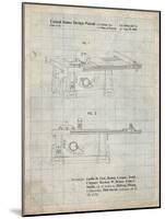 PP999-Antique Grid Parchment Porter Cable Table Saw Patent Poster-Cole Borders-Mounted Giclee Print