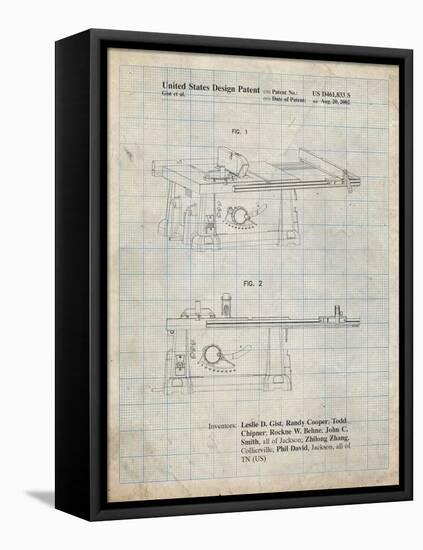 PP999-Antique Grid Parchment Porter Cable Table Saw Patent Poster-Cole Borders-Framed Stretched Canvas