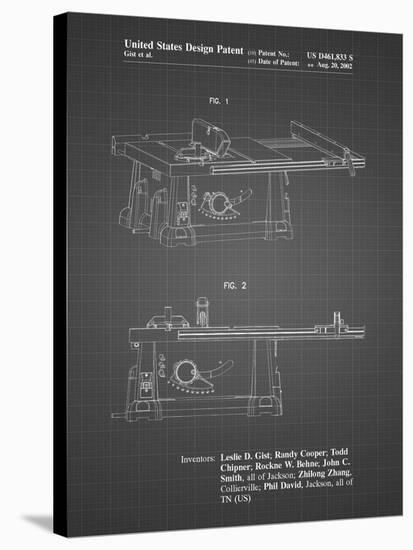 PP999-Black Grid Porter Cable Table Saw Patent Poster-Cole Borders-Stretched Canvas