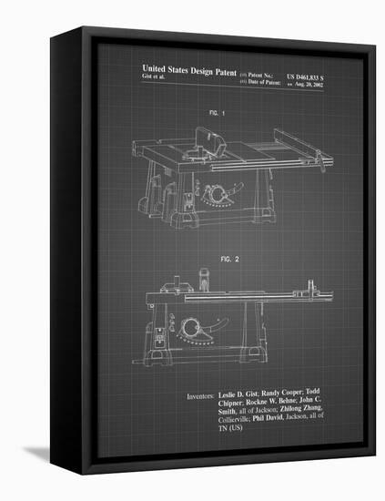 PP999-Black Grid Porter Cable Table Saw Patent Poster-Cole Borders-Framed Stretched Canvas