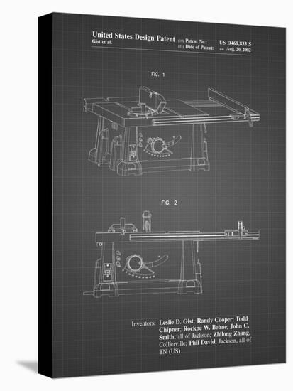 PP999-Black Grid Porter Cable Table Saw Patent Poster-Cole Borders-Stretched Canvas