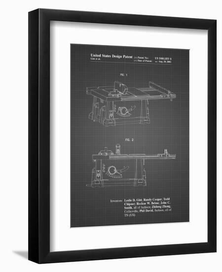 PP999-Black Grid Porter Cable Table Saw Patent Poster-Cole Borders-Framed Giclee Print