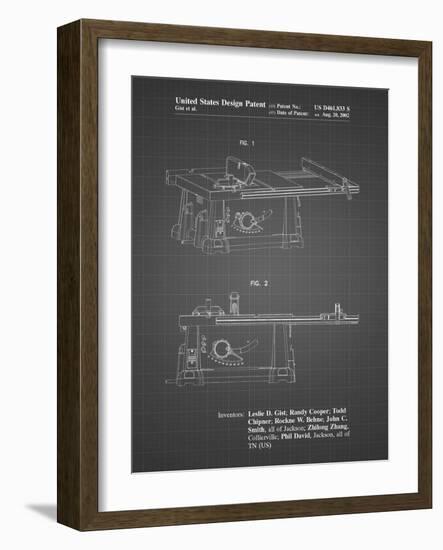 PP999-Black Grid Porter Cable Table Saw Patent Poster-Cole Borders-Framed Giclee Print