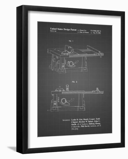 PP999-Black Grid Porter Cable Table Saw Patent Poster-Cole Borders-Framed Giclee Print