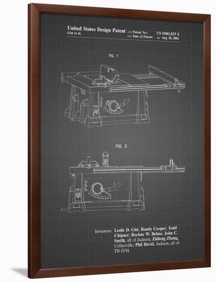 PP999-Black Grid Porter Cable Table Saw Patent Poster-Cole Borders-Framed Premium Giclee Print