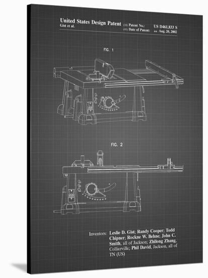 PP999-Black Grid Porter Cable Table Saw Patent Poster-Cole Borders-Stretched Canvas