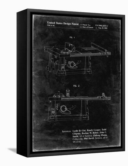 PP999-Black Grunge Porter Cable Table Saw Patent Poster-Cole Borders-Framed Stretched Canvas