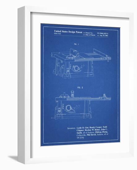 PP999-Blueprint Porter Cable Table Saw Patent Poster-Cole Borders-Framed Giclee Print