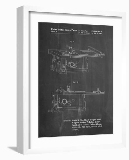 PP999-Chalkboard Porter Cable Table Saw Patent Poster-Cole Borders-Framed Giclee Print