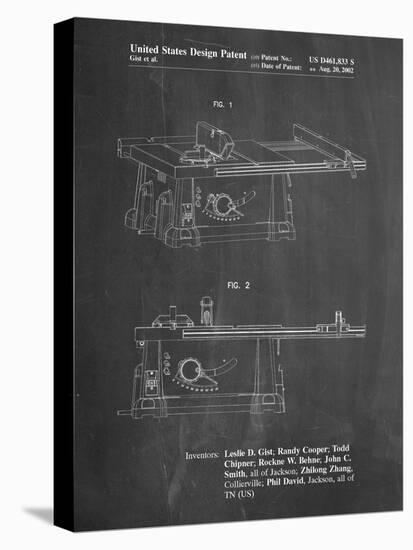 PP999-Chalkboard Porter Cable Table Saw Patent Poster-Cole Borders-Stretched Canvas