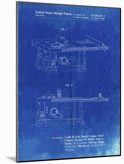 PP999-Faded Blueprint Porter Cable Table Saw Patent Poster-Cole Borders-Mounted Giclee Print