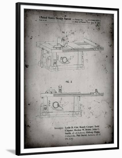 PP999-Faded Grey Porter Cable Table Saw Patent Poster-Cole Borders-Framed Premium Giclee Print