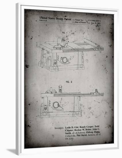 PP999-Faded Grey Porter Cable Table Saw Patent Poster-Cole Borders-Framed Premium Giclee Print