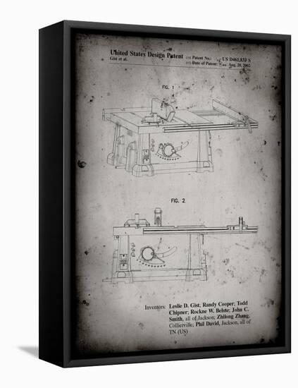 PP999-Faded Grey Porter Cable Table Saw Patent Poster-Cole Borders-Framed Stretched Canvas