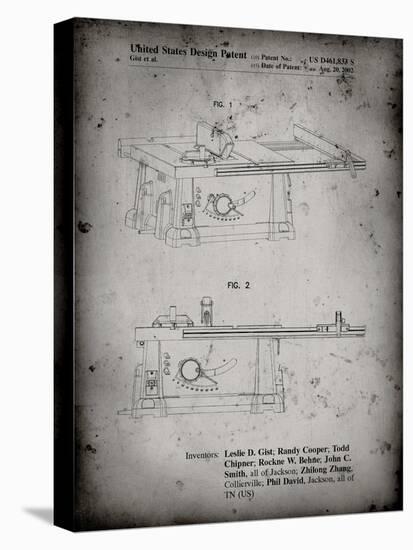 PP999-Faded Grey Porter Cable Table Saw Patent Poster-Cole Borders-Stretched Canvas