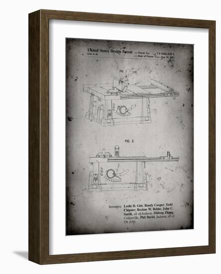 PP999-Faded Grey Porter Cable Table Saw Patent Poster-Cole Borders-Framed Giclee Print