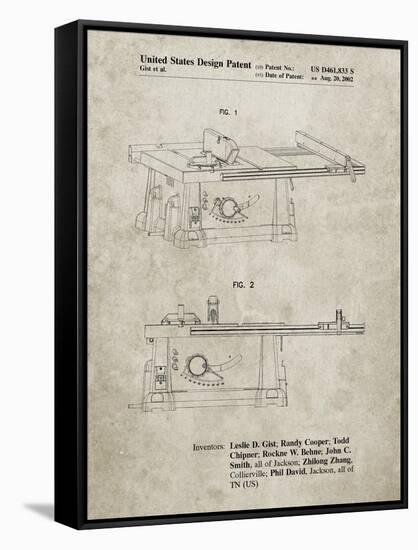 PP999-Sandstone Porter Cable Table Saw Patent Poster-Cole Borders-Framed Stretched Canvas