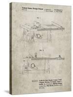 PP999-Sandstone Porter Cable Table Saw Patent Poster-Cole Borders-Stretched Canvas