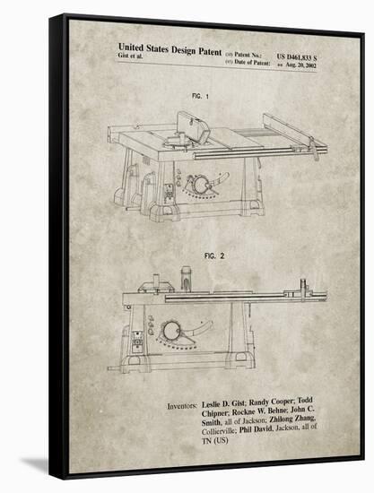 PP999-Sandstone Porter Cable Table Saw Patent Poster-Cole Borders-Framed Stretched Canvas