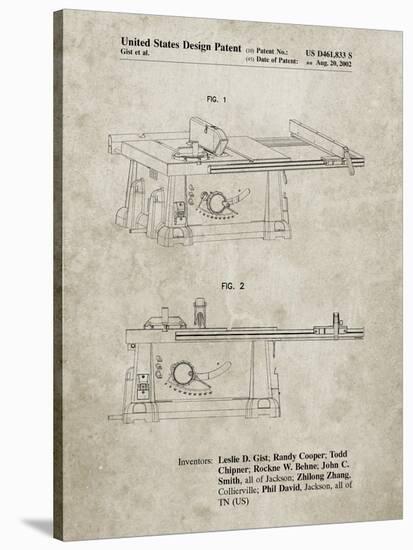 PP999-Sandstone Porter Cable Table Saw Patent Poster-Cole Borders-Stretched Canvas