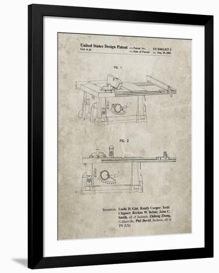 PP999-Sandstone Porter Cable Table Saw Patent Poster-Cole Borders-Framed Giclee Print