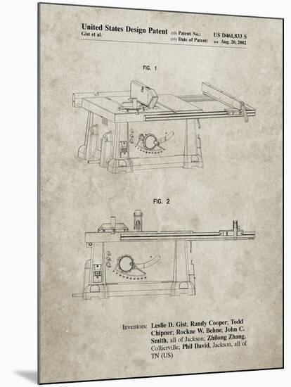 PP999-Sandstone Porter Cable Table Saw Patent Poster-Cole Borders-Mounted Giclee Print