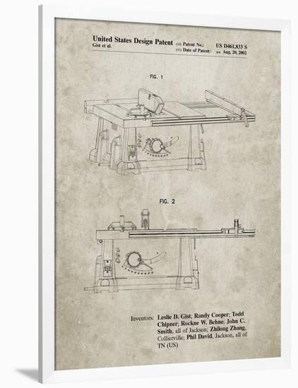 PP999-Sandstone Porter Cable Table Saw Patent Poster-Cole Borders-Framed Giclee Print